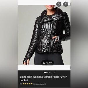 blanc noir Shiny Black Quilted Puffer Jacket